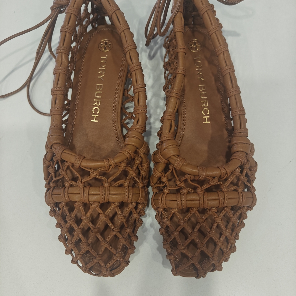 Tory Burch Women's Brown Woven Leather Flats